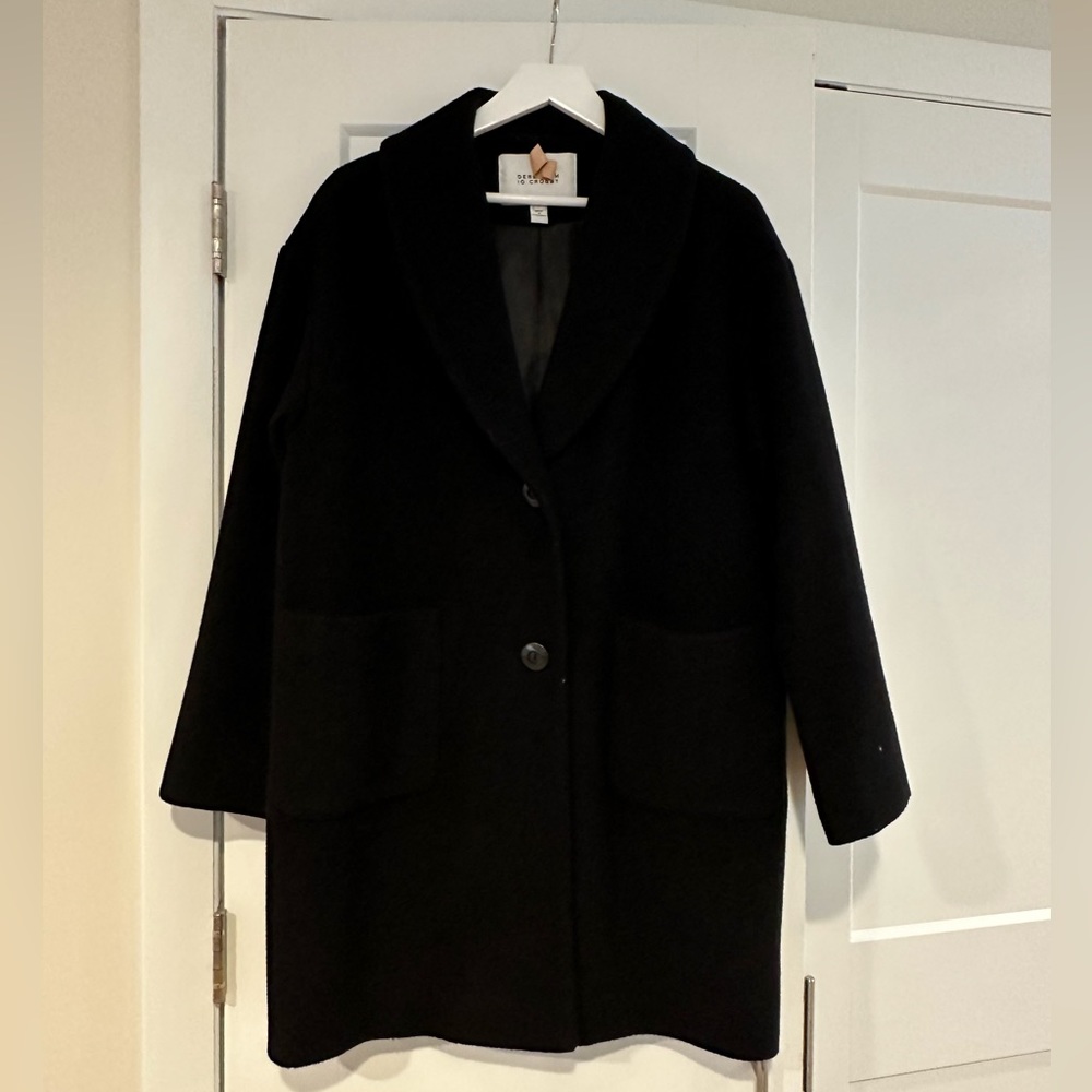 Derek Lam 10 Crosby Black Winter Button Coat • Size Medium
